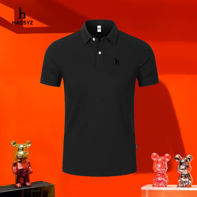 （下摆开叉）HASSYZ撤柜POLO衫短袖男士纯色小h标刺绣翻领T恤商务