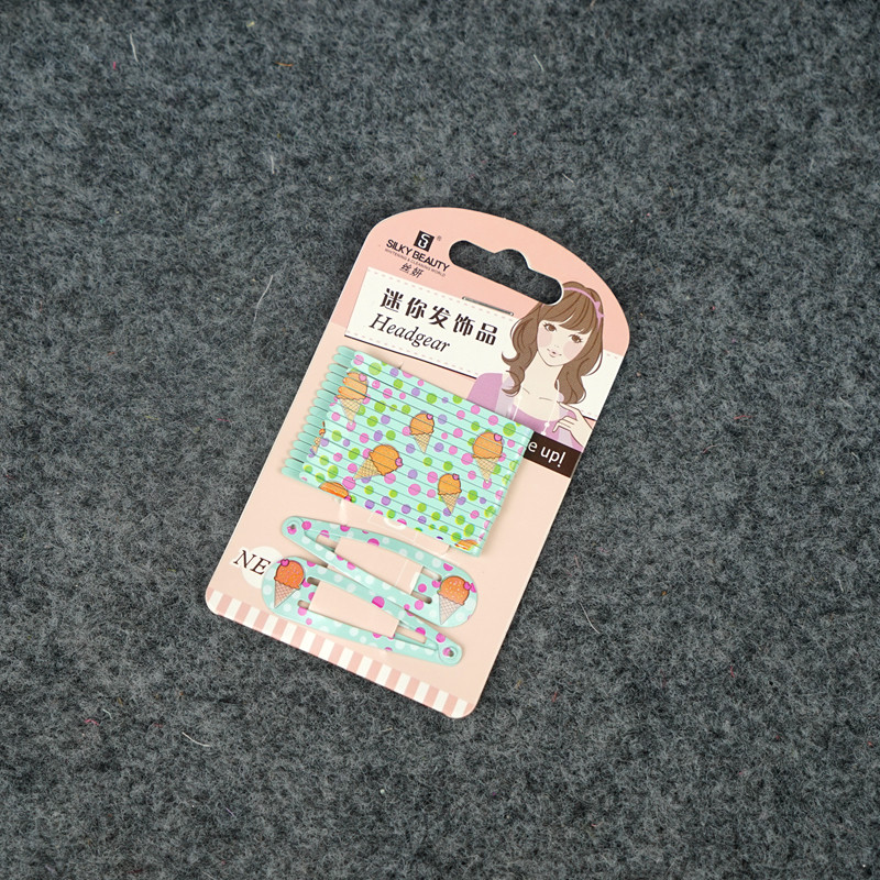 卡通冰激凌一字夹掰卡组合装套装边夹水滴夹