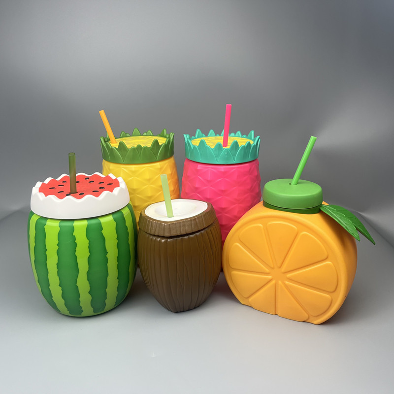 菠萝西瓜椰子吸管杯水果冷饮杯子