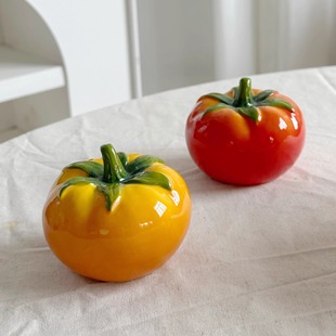 看着就美味出口欧式高颜值手绘陶瓷小番茄造型餐桌少女可爱小摆件