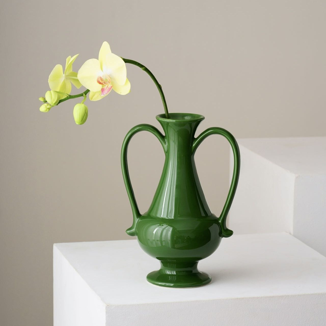 CoolerColour复古绿陶瓷花瓶花器干花水培插花家居艺术摆件小众