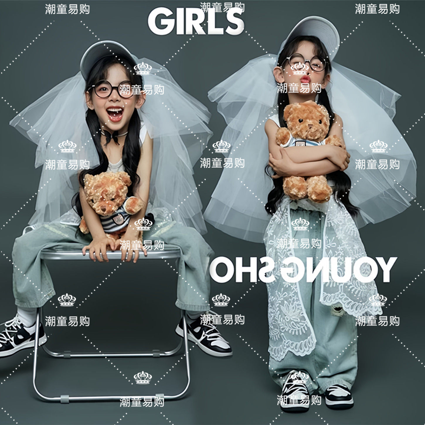 女童文艺学院风影楼主题摄影写真潮服儿童舞台走秀个性表演出服装