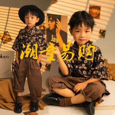 男童复古港风80年代写真模卡潮童