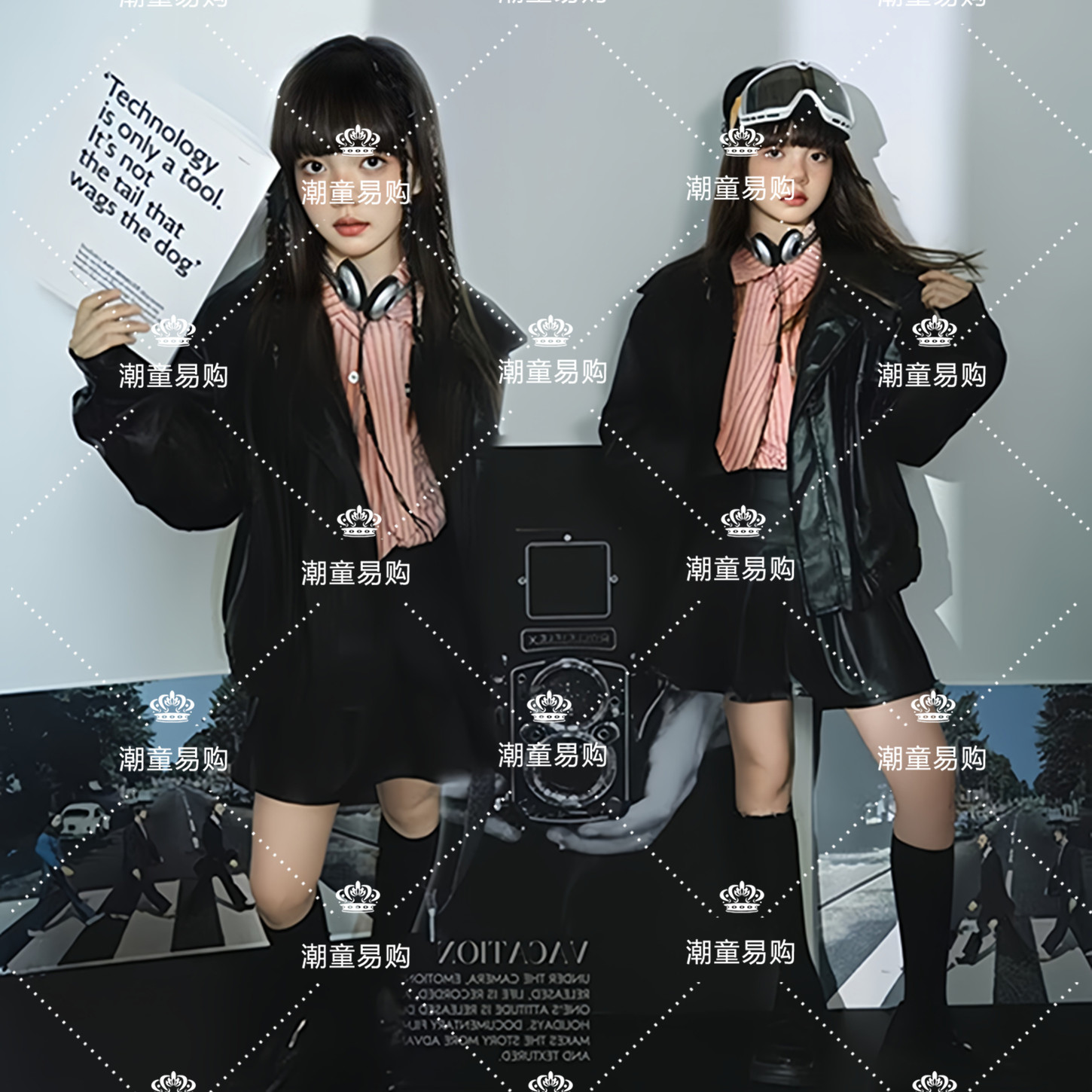 女童机车皮衣潮服舞台走秀演出服