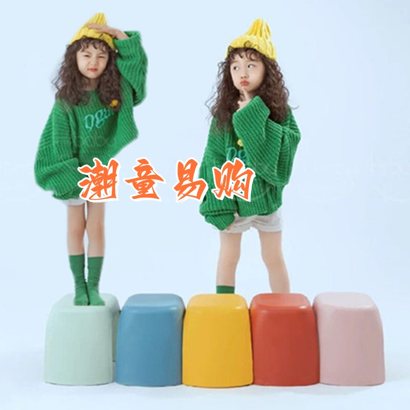 女童模卡绿色毛衣圣诞节主题模特T台走秀儿童演出服潮童摄影写真