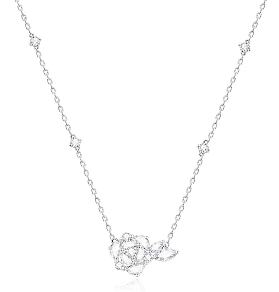 纯银玫瑰之约项链轻奢小众设计高级感时尚不掉色锁骨链情人节礼物