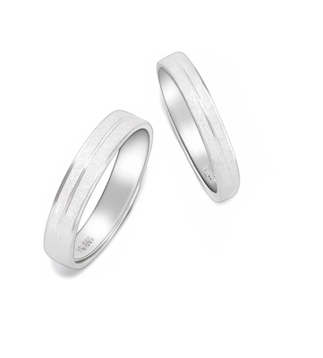 XXOFF999足银双层磨砂素圈可调节情侣对戒指环小众设计生日礼物