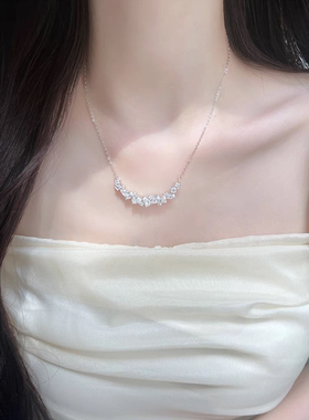 999足银紫藤花微笑项链女轻奢小众高级感锁骨链送女友生日礼物