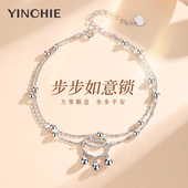 999纯银平安锁铃铛脚链女2025新款 脚绳不掉色生日礼物送女友刻字