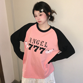 Angel 打底长袖 777 印花上衣女2026春季 插肩袖 原创个性 新款 T恤