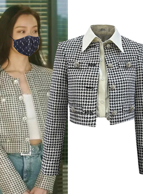 千格鸟短外套女高级感小香风圆领直筒宽松高级感长袖上衣秋冬外衣