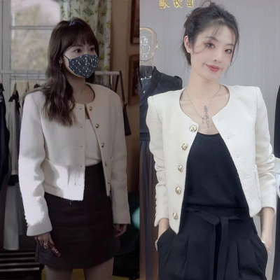 白色圆领小香风外套女高级感