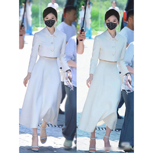 高级感长袖A字裙许妍同款小西服