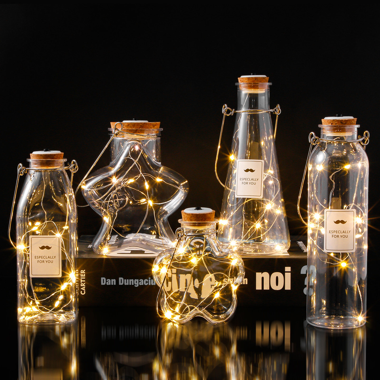 高颜值许愿瓶发光LED带灯木塞瓶