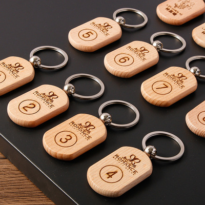 实木钥匙扣定制刻字房间门号码牌