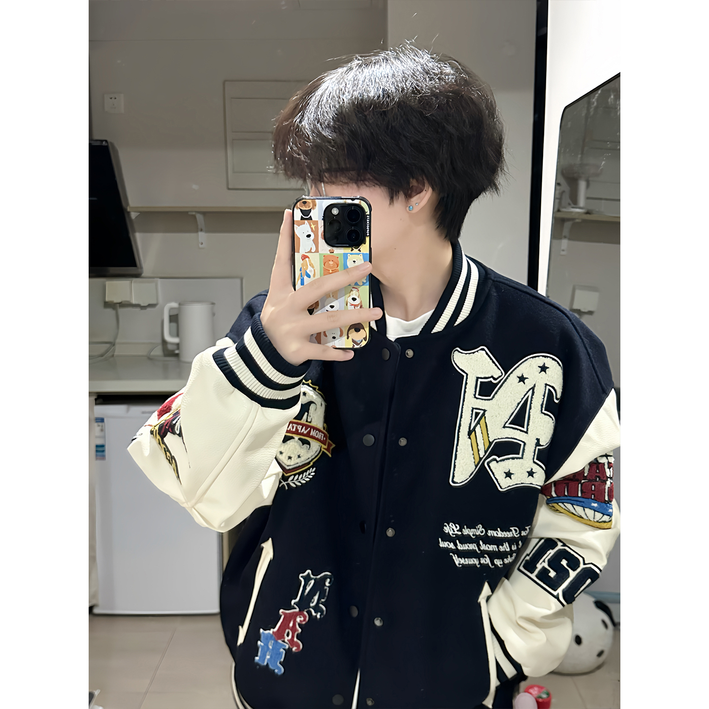 棒球服外套男秋冬新款飞行员夹克