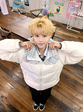 新款美式复古小香风拼接棉服男小众高级国潮牌设计感冬季加厚外套