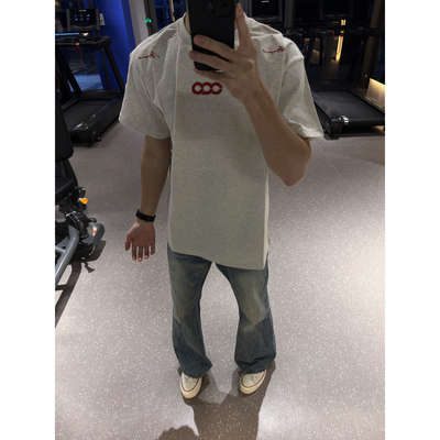 2026新款美式高街刺绣短袖T恤男女宽松重磅纯棉潮牌同款情侣上衣