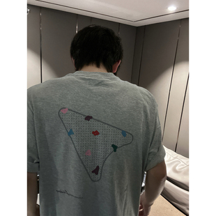 T恤男女宽松情侣装 休闲上衣 户外运动风几何图案短袖 速干凉感美式