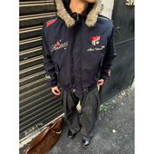 新款 小众加厚保暖夹克 冬季 美式 复古刺绣徽章座山雕棉衣外套男款