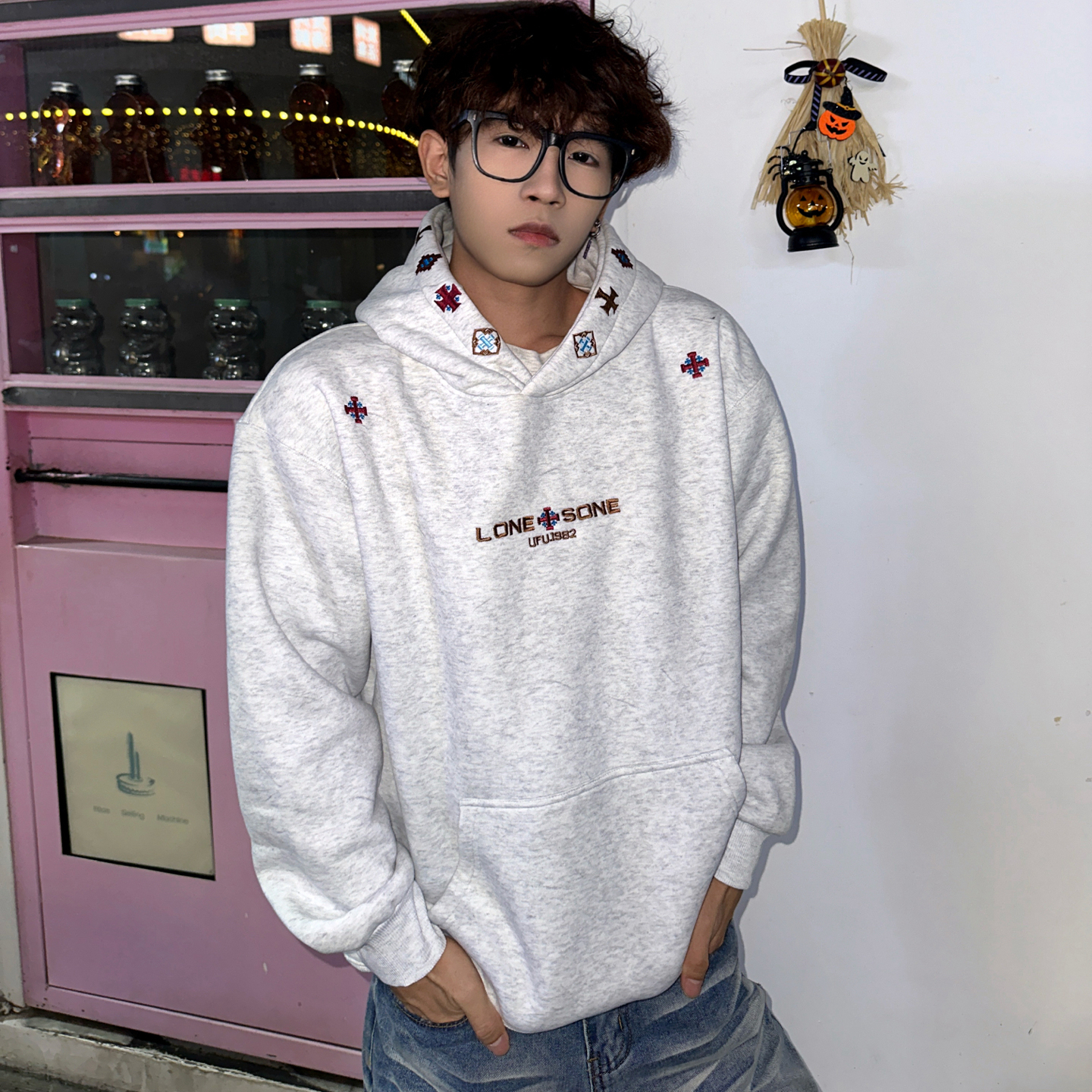 情侣帽衫高街复古民族风连帽卫衣