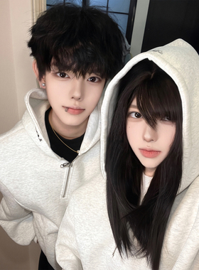 2025新款美式拉链刺绣重磅连帽卫衣男秋冬季情侣慵懒宽松休闲外套