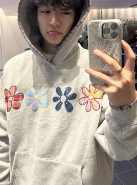 2025新款美式高街复古重磅帽檐刺绣卫衣男女百搭情侣秋冬加绒外套