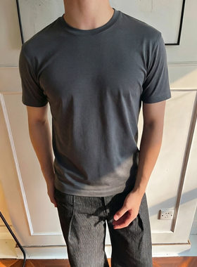 凉感索罗娜美式收袖口t恤男款夏季正肩短袖健身运动重磅圆领上衣