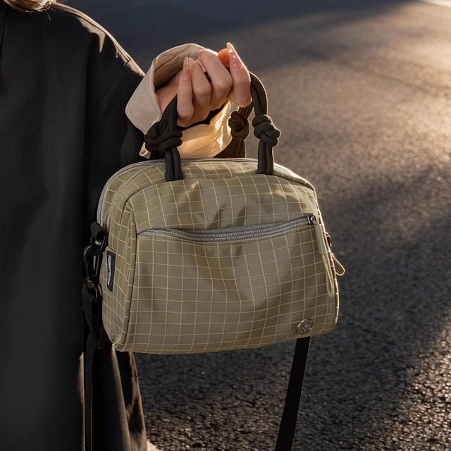 轻便简约格纹帆布包女2025新款手提斜挎包休闲贝壳包尼龙布小包包,箱包皮具/热销女包/男包,时尚帆布包,淘宝优惠券,粉丝福利购,淘宝优惠卷