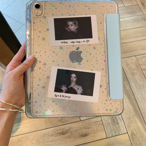 ins天蓝色星星Y+三折适用ipad11保护壳air7/6新款ipad10带笔槽pro11寸A16防摔10.2/10.9苹果平板保护套mini75