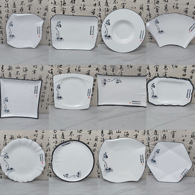 10寸陶瓷荷花园长方异性凉热菜盘