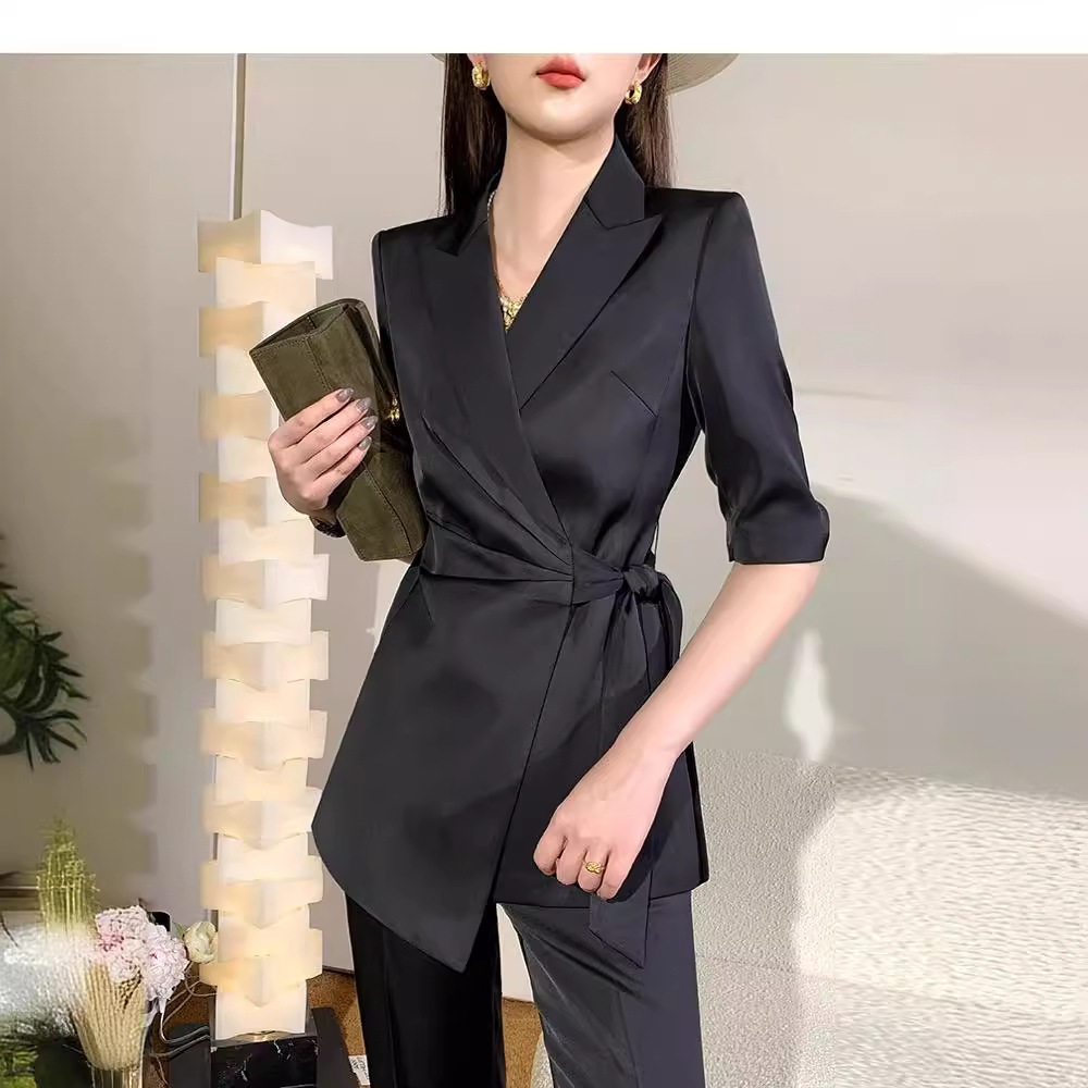 时尚西装套装女夏新款黑色职业装高级感秋装休闲英伦风西服两件套