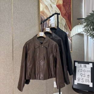 复古随性休闲翻领外套女2025秋季 洋气出街短夹克外套25105 时尚