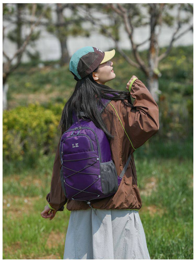 LK新款户外双肩包男女登山包大容量轻便背包运动包可折叠旅行包