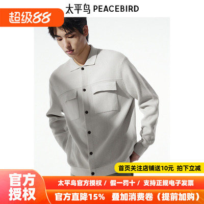 【商场同款】太平鸟男装毛衣秋季新款翻领夹克式针织衫 B1EAE3213