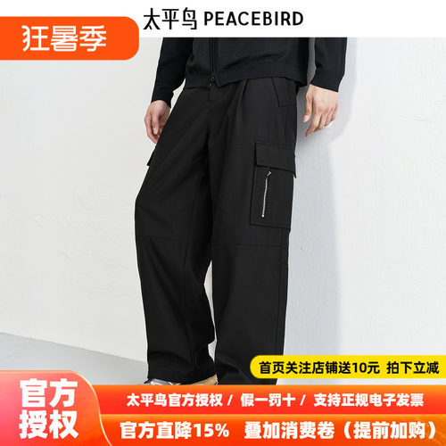 【商场同款】太平鸟男装休闲裤25冬季新款阔腿工装长裤 B2GLF4D02