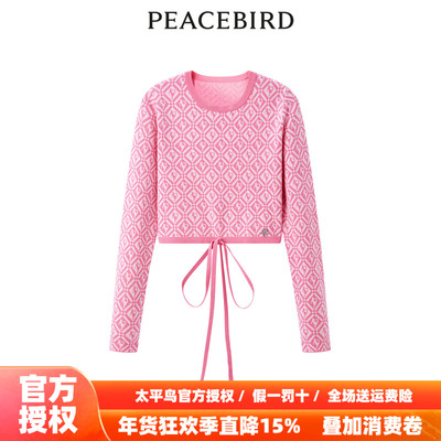 【商场同款】太平鸟2025年秋季新款提花纹样绑带线套衫A3EEE1327