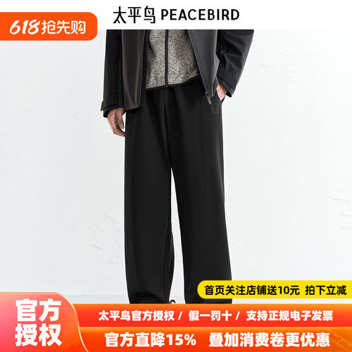 【商场同款】太平鸟男装 2025年冬季新款黑色直筒休闲裤B2GMF4142