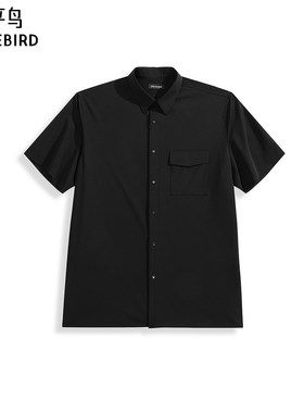 太平鸟男装衬衫25夏季新款提花短袖衬衣 B1CCF2402