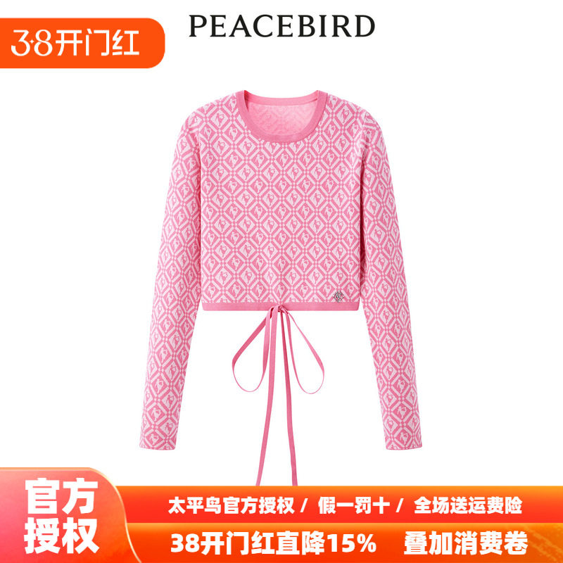 【商场同款】太平鸟2025年秋季新款提花纹样绑带线套衫A3EEE1327