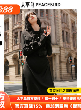 太平鸟女装年冬季新款牛仔提花连衣裙A3FCE4169