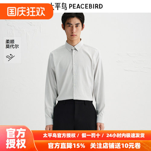 【商场同款】太平鸟男装刺绣长袖衬衫26秋新款时尚内搭B1CAF3E03