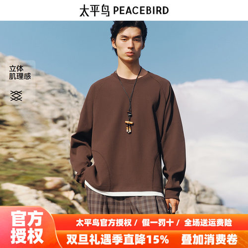 【商场同款】太平鸟男装 潮流宽松秋季新款肌理感卫衣男B2CRF3212