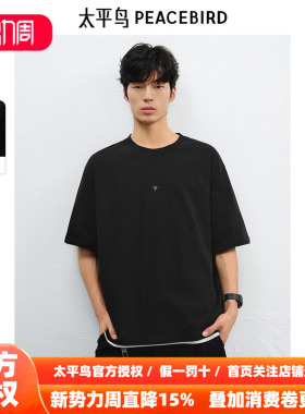 太平鸟男装纯色刺绣重磅短袖T恤夏新款体恤B2CNF2177