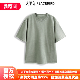 太平鸟男装 休闲T恤撞色刺绣T恤纯色男上衣B2CNE2D10 商场同款