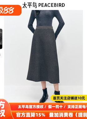 太平鸟 女士包芯纱贴肤直筒中长款半身裙24冬季新款韩版气质裙子