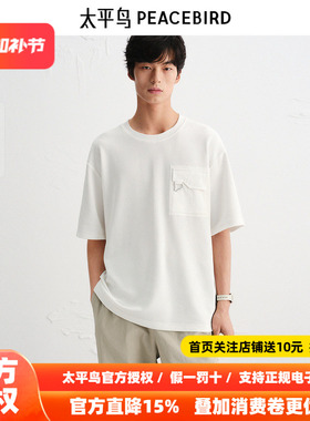 【商场同款】太平鸟男装 休闲T恤纯色重磅T恤抑菌男t恤 B2CNF3206