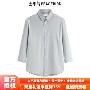 刺绣衬衣B1CBE31 新款 太平鸟男装 暗纹提花衬衫