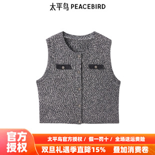 太平鸟女装 秋冬复古软糯感花纱针织背心A1EFE414M