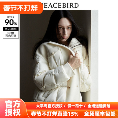 【商场同款】太平鸟女装2025秋新双面呢拼接绗缝羽绒服A1ACD4288